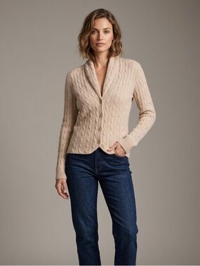 Aqua Cashmere Cable Knit Cardigan | Size Medium